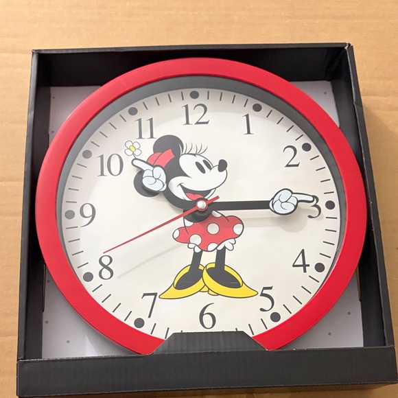 Disney Other - Disney Red and White Wall Clock with Minnie Mouse